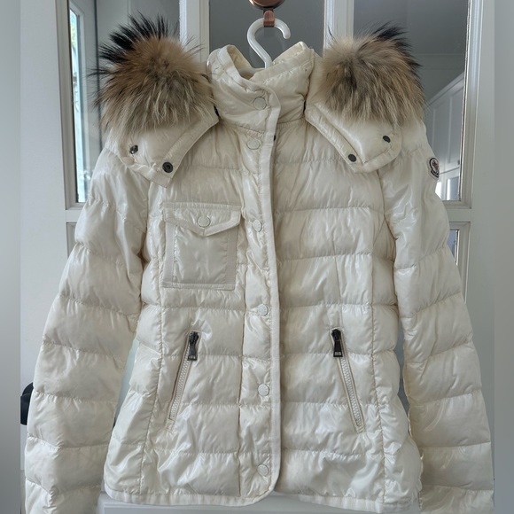 Ivory Moncler Coat with Real Fur Trim - Picture 6 of 7